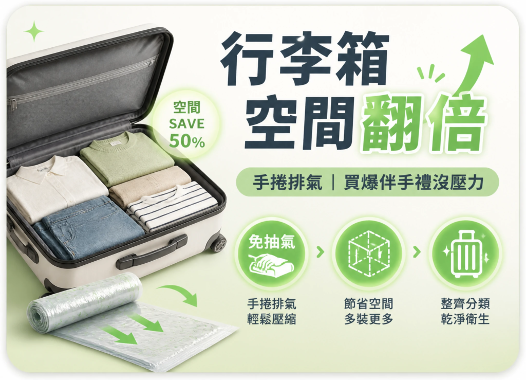 前往蝦皮查看免抽氣真空壓縮袋評價與優惠